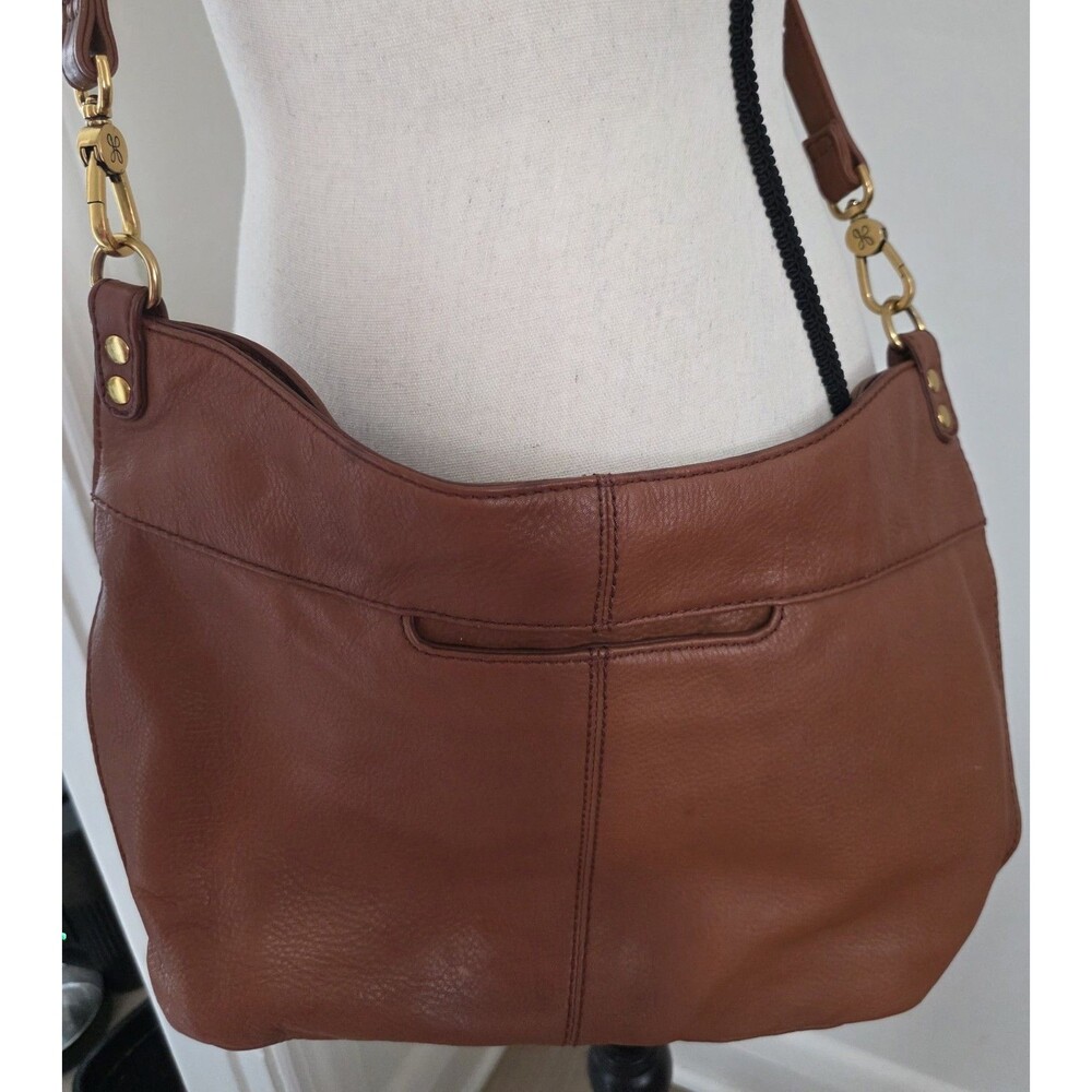 Rare HOBO INTERNATIONAL Bucket Bag Camel Brown LEATHER Shoulder Bag Purse VguC